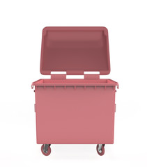 close plastic garbage container on white background. 3d illustration