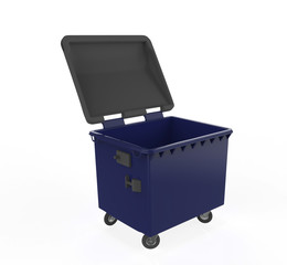 close plastic garbage container on white background. 3d illustration