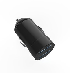 USB car charger isolated on white background. 3d illustration