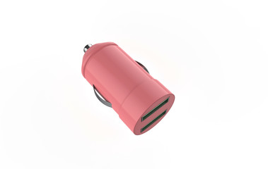 USB car charger isolated on white background. 3d illustration