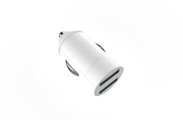 USB car charger isolated on white background. 3d illustration