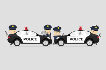 The officers of the position took positions for shooting behind the patrol car. The police talked with the terrorists with a megaphone. © Windawake