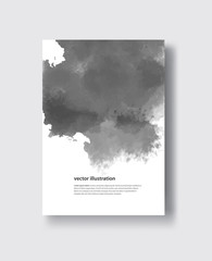Vector gray color brush strokes. Watercolor monochrome Grunge isolated elements.