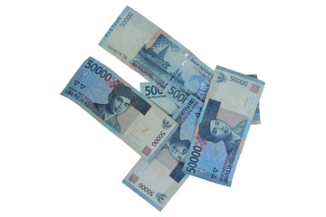 indonesia fifty thousand rupiah currency on white background, abstract