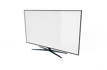 Realistic TV screen. Modern stylish lcd panel, led type. Large computer monitor display mockup. Blank television template. 3dillustration