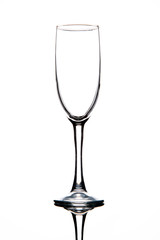The silhouette of a champagne glass on white background.