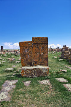 Noratus cemetery, sevan lake,  Armenia, Caucasus