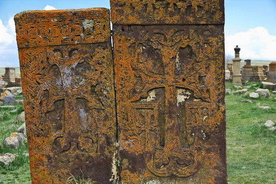 Noratus cemetery, sevan lake,  Armenia, Caucasus