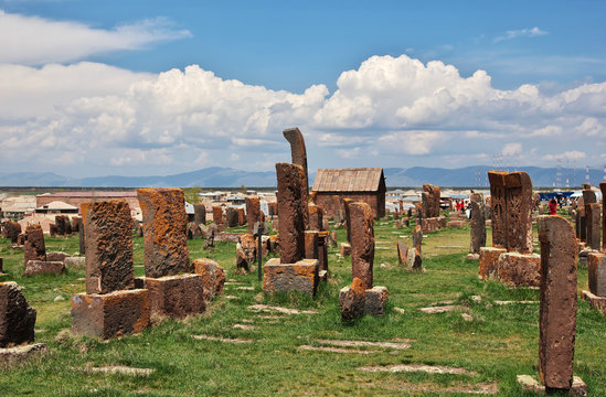 Noratus cemetery, sevan lake,  Armenia, Caucasus