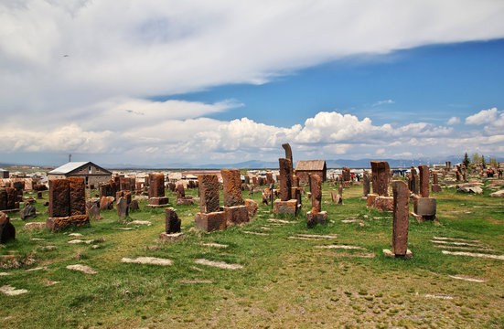 Noratus cemetery, sevan lake,  Armenia, Caucasus