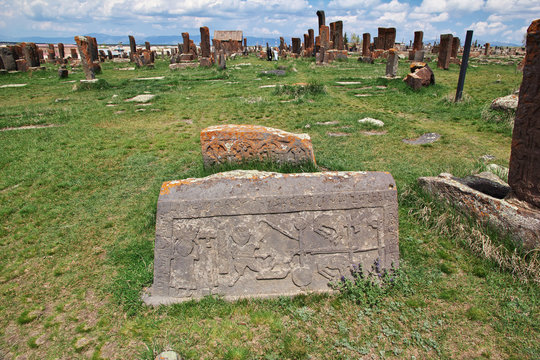 Noratus cemetery, sevan lake,  Armenia, Caucasus