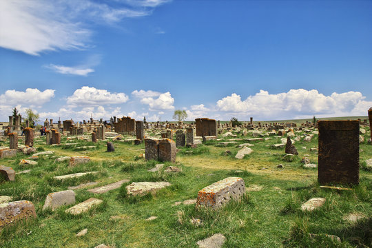 Noratus cemetery, sevan lake,  Armenia, Caucasus