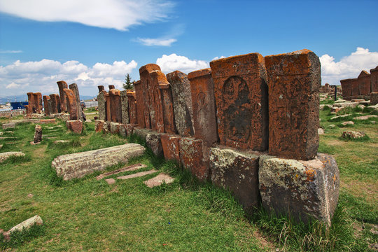 Noratus cemetery, sevan lake,  Armenia, Caucasus