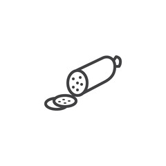 Salami sausages sliced line icon. linear style sign for mobile concept and web design. Sausage slices outline vector icon. Symbol, logo illustration. Pixel perfect vector graphics