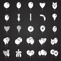 Ballon icons set on black background for graphic and web design. Simple vector sign. Internet concept symbol for website button or mobile app.