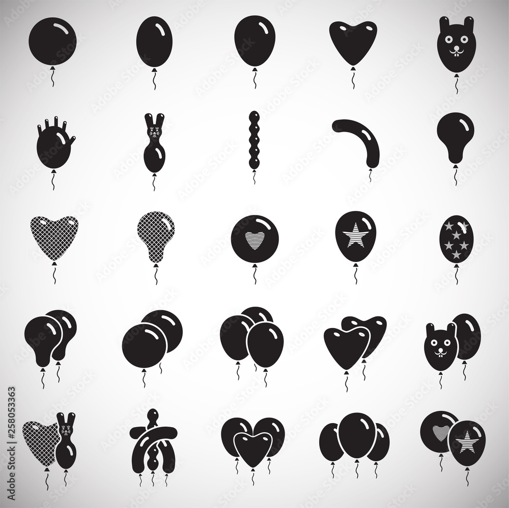 Poster ballon icons set on white background for graphic and web design. simple vector sign. internet concep