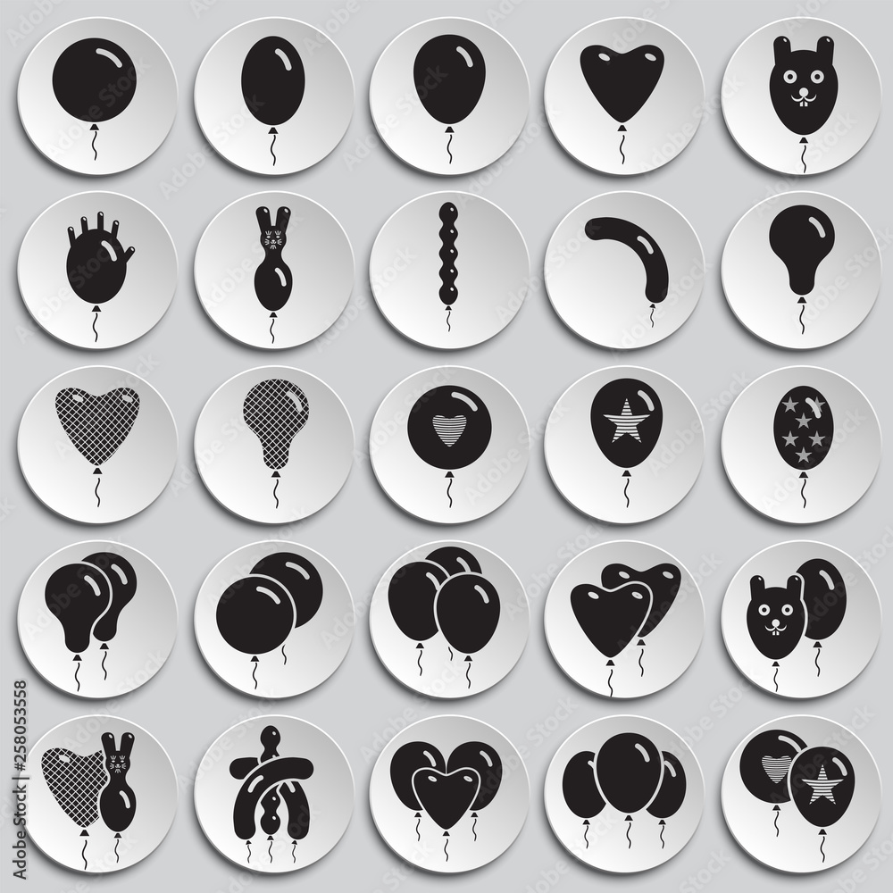 Poster ballon icons set on plates background for graphic and web design. simple vector sign. internet conce