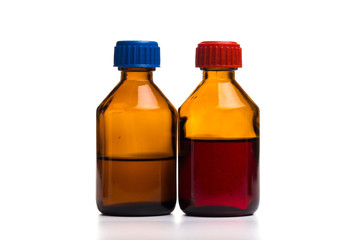 set of Medical glass bottles on a white background