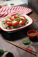 fresh salad with tomatoes and cheese