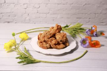 fried chicken with flower