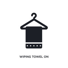 wiping towel on a hanger isolated icon. simple element illustration from cleaning concept icons. wiping towel on a hanger editable logo sign symbol design on white background. can be use for web and