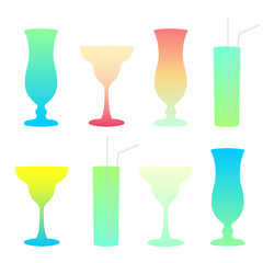 Set cocktail glass with gradient. Refreshing three drink