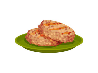 Soy burger on white background. Vector flat illustration.