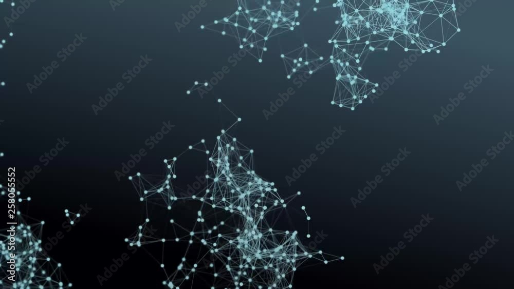 Wall mural 4k rendered computer generated video abstract moving puzzle. teamwork business concept. dots and lin