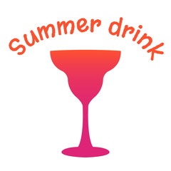 Cocktail glass with gradient. Inscription Summer drink