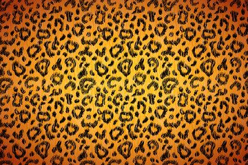 Bright realistic leopard skin with black spots, wide detailed background