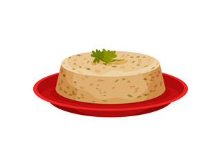 Soy food on plate on white background.