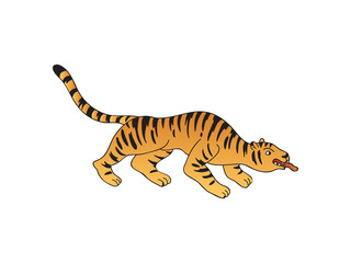 Fototapeta na wymiar Tiger tattoo on white background. Vector flat illustration.