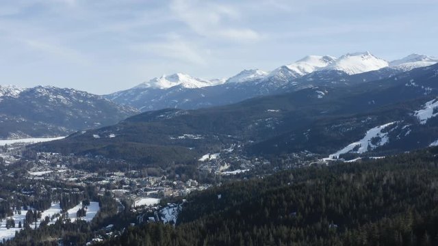 Whistler Blackcomb BC Canada Aerial Winter Landscape Sunny Day Forest Mountains