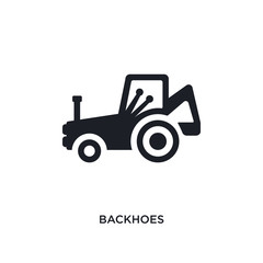 backhoes isolated icon. simple element illustration from construction concept icons. backhoes editable logo sign symbol design on white background. can be use for web and mobile
