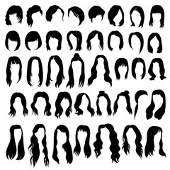 Set of hairstyles and haircuts templates on white background