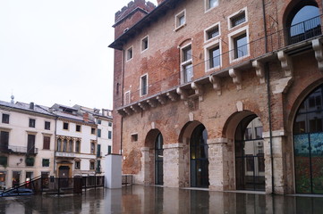 Naklejka premium Typical buildings in Biade square, Vicenza, Italy