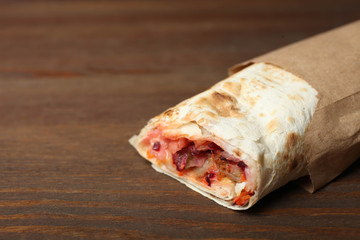 Doner kebab, shawarma and cup of black tea