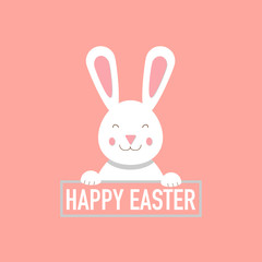 happy easter greeting card with funny bunny