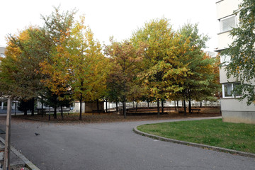Fototapeta na wymiar Park in Malesnica residential area, Zagreb, Croatia