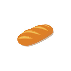 Image of long loaf, icon. Fresh bread. Vector illustration isolated white background.