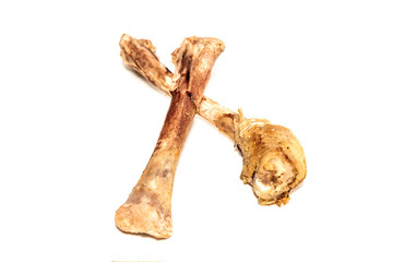 chicken bones on white background, isolate 