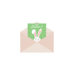 Happy Easter  letter concept. Big envelope with Easter greeting card with cute bunny. Vector illustration