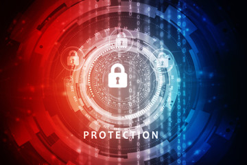 2d illustration Safety concept: Closed Padlock on digital background