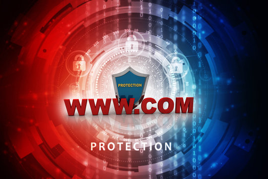 3d rendering WWW.com with shield
