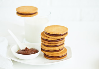 shortbread biscuits with chocolate filling.
