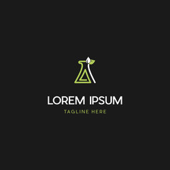 Modern and unique letter A Lab Leaf initials logo design, Abstract letter A Lab Leaf modern logo icon design concept. 