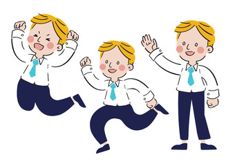 hand drawn cheerful male character cartoon design vector