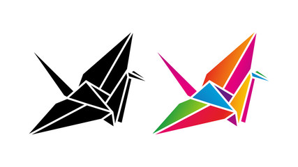 Żuraw origami low poly. Logo wektor © Rzoog