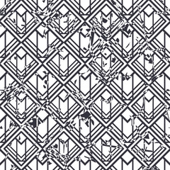 Retro seamless art deco vintage pattern. Geometric ornamental vintage texture with grunge effect.