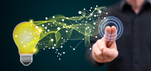 Man touching a technology innovation concept